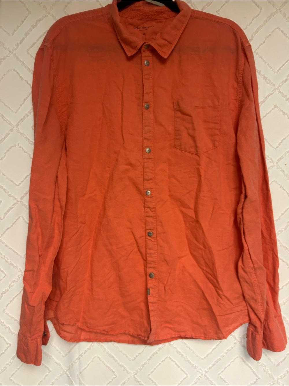 Men's Long-Sleeve Coral Button-Up Shirt